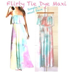 Yidarton Tie Dye Strapless Maxi Dress Size Small